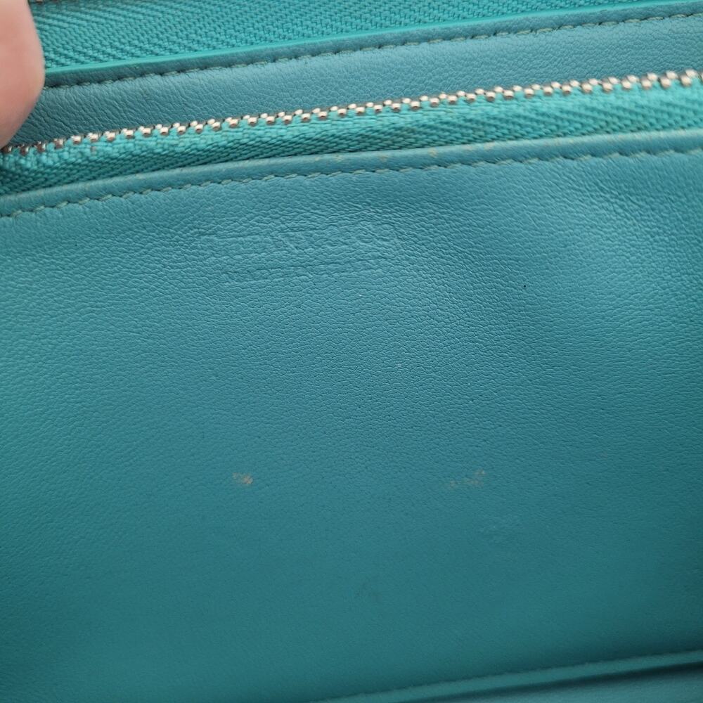 Tiffany & Co. Iconic Blue Leather Zip Around Wallet Clutch Organizer Authentic - Picture 9 of 14